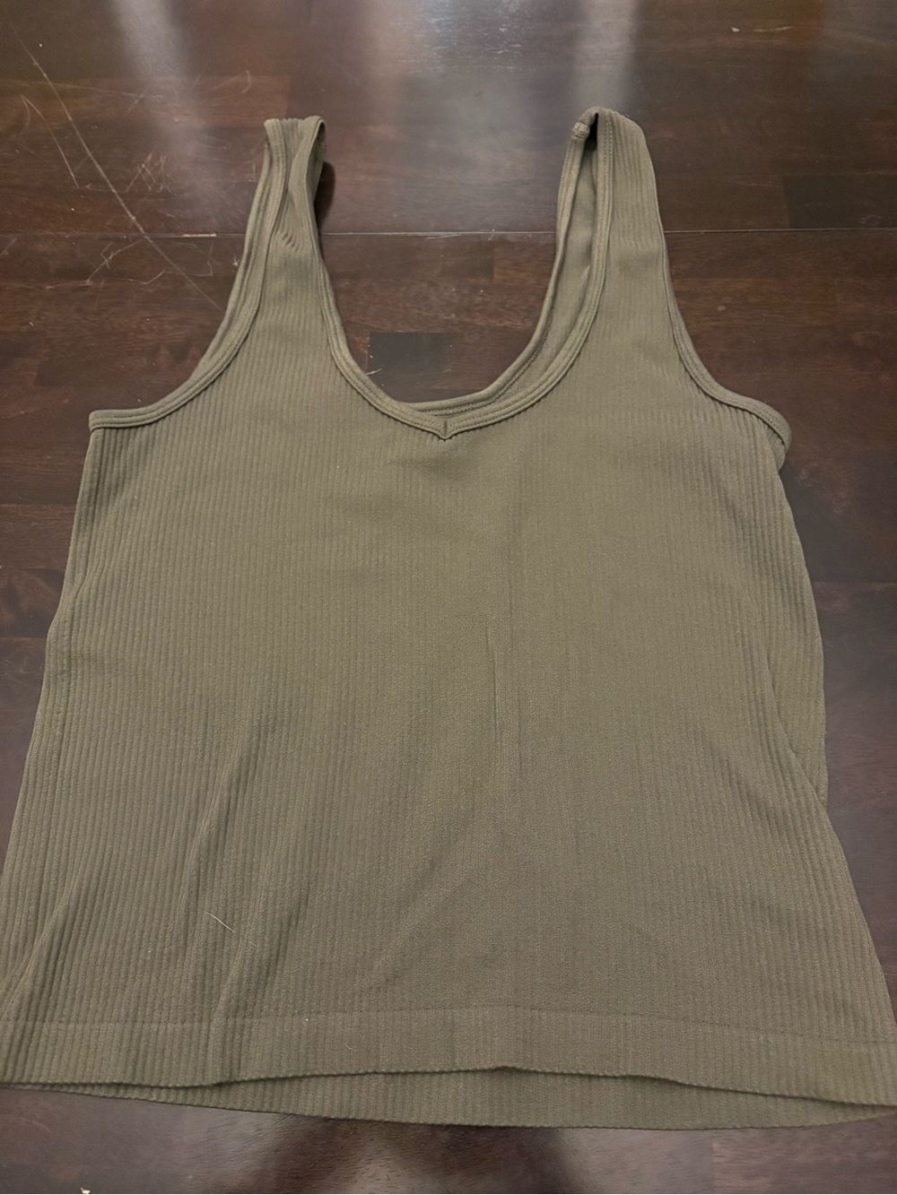 Source Unknown Olive Ribbed Tank Top.